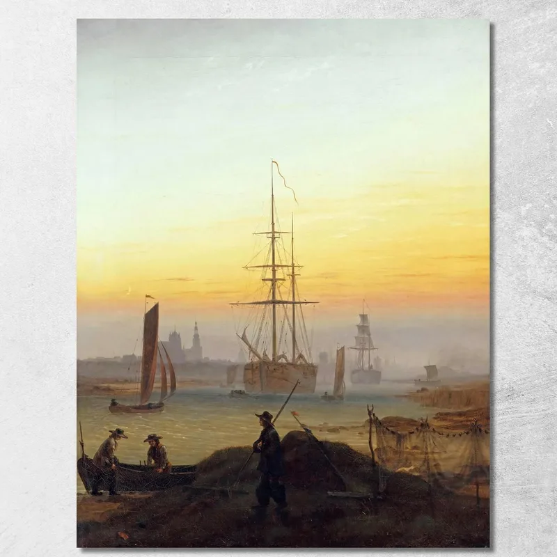 Schiffe Im Hafen Von Greifswald Caspar David Friedrich drucken auf leinwand
