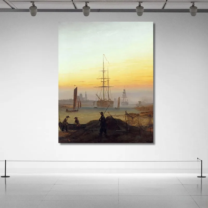 Barcos En El Puerto De Greifswald Caspar David Friedrich