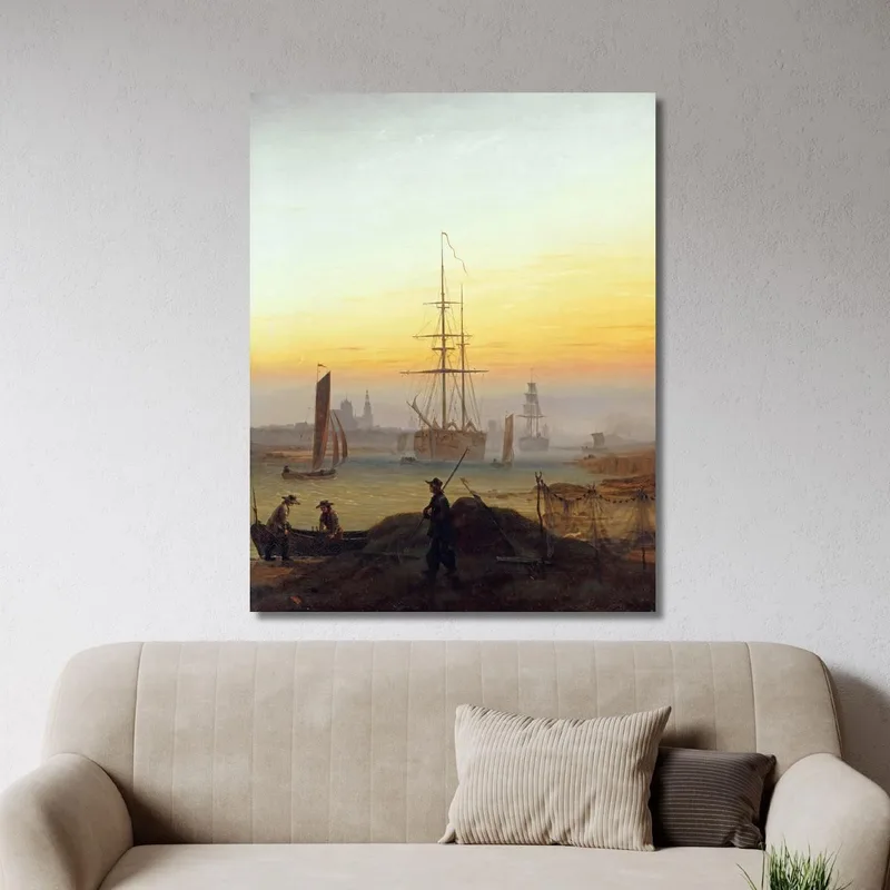 Barcos En El Puerto De Greifswald Caspar David Friedrich