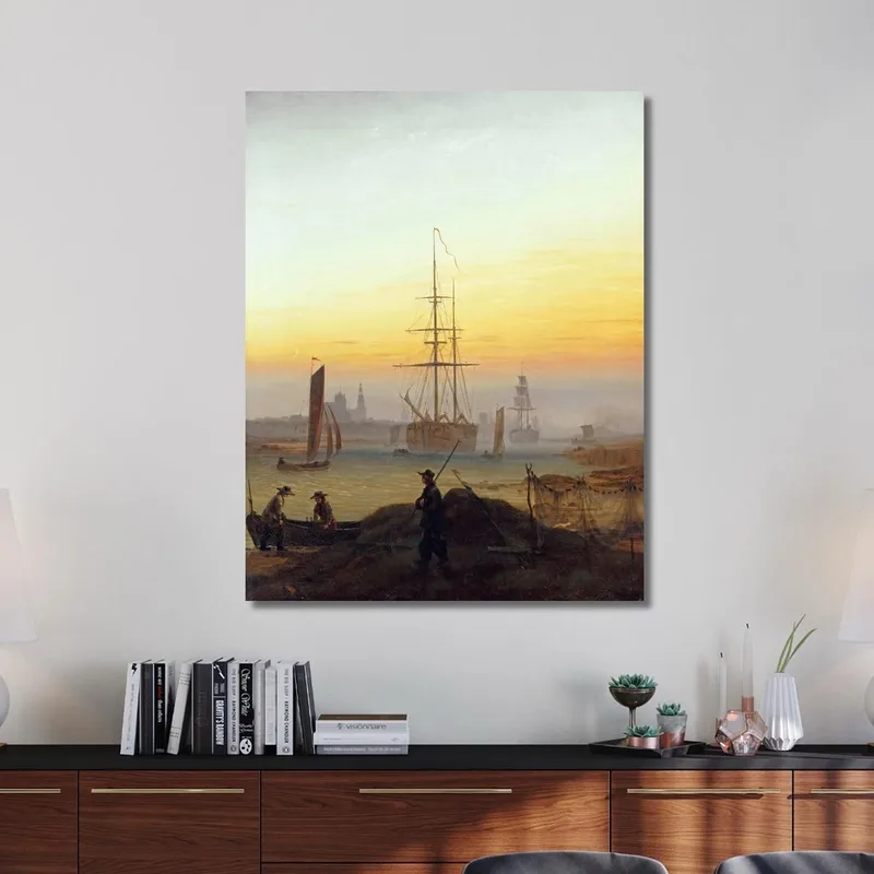 Barcos En El Puerto De Greifswald Caspar David Friedrich