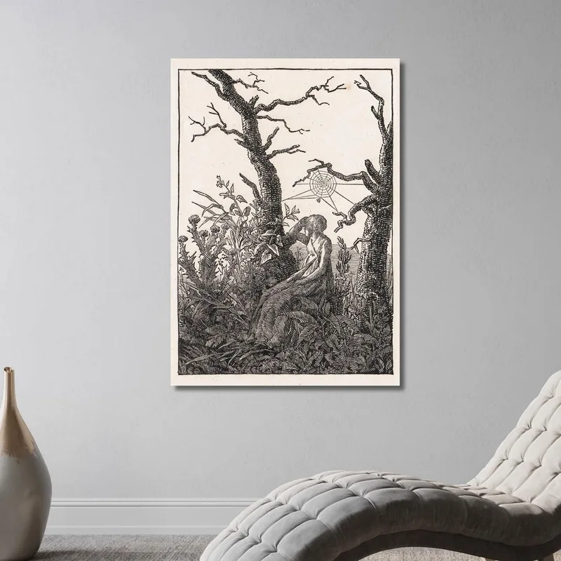 Femme Assise Avec Une Toile D'Araignée Caspar David Friedrich