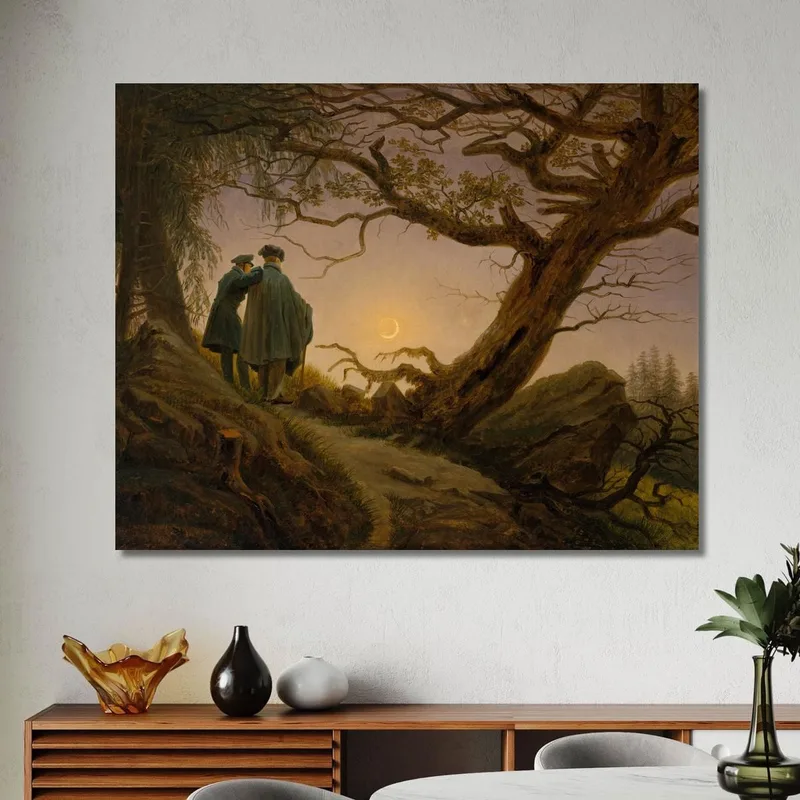 Dos Hombres Contemplando La Luna Caspar David Friedrich