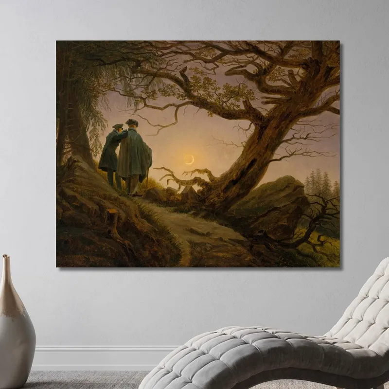 Dos Hombres Contemplando La Luna Caspar David Friedrich