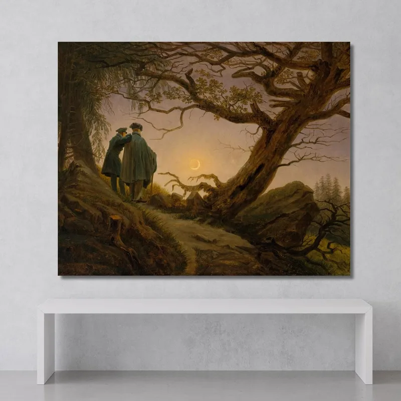 Dos Hombres Contemplando La Luna Caspar David Friedrich