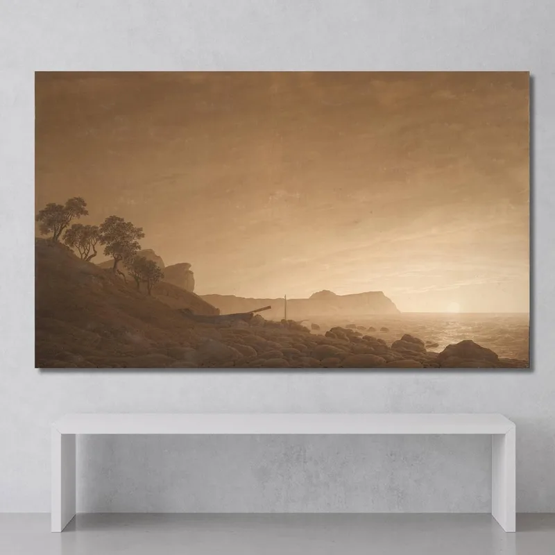 Vista De Arkona Con Luna Creciente Caspar David Friedrich
