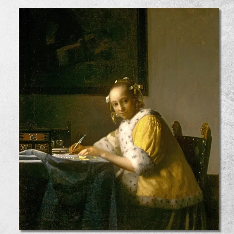 Eine Dame Schreibt Jan Vermeer drucken auf leinwand