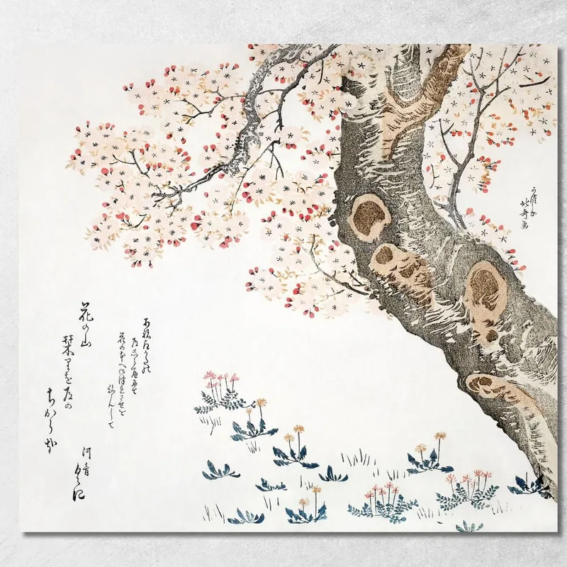 Cerezo katsushika hokusai cuadro en lienzo