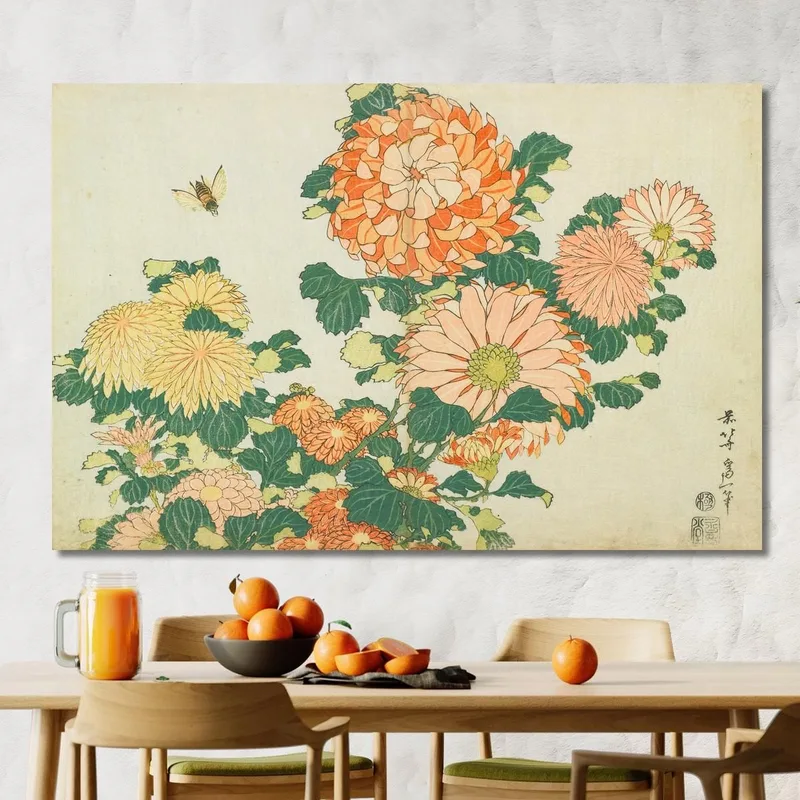 Crisantemos Y Tábanos katsushika hokusai