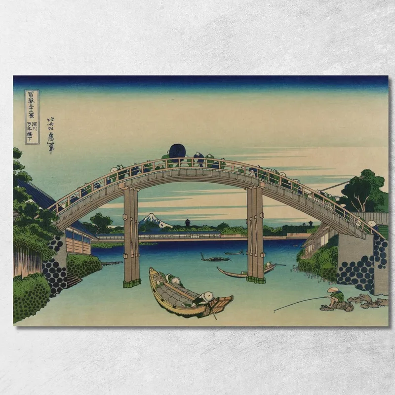 Fukagawa Mannenbashi Sita katsushika hokusai cuadro en lienzo
