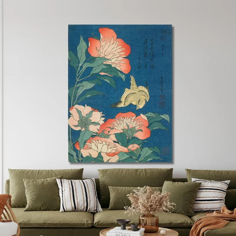Peonie E Canarino katsushika hokusai