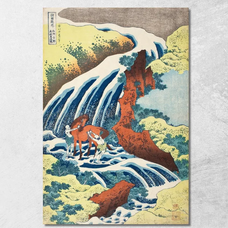 Le Cascate Di Lavaggio Dei Cavalli Di Yoshitsune Nella Provincia Di Yoshino Izumi katsushika hokusai quadro stampa su tela