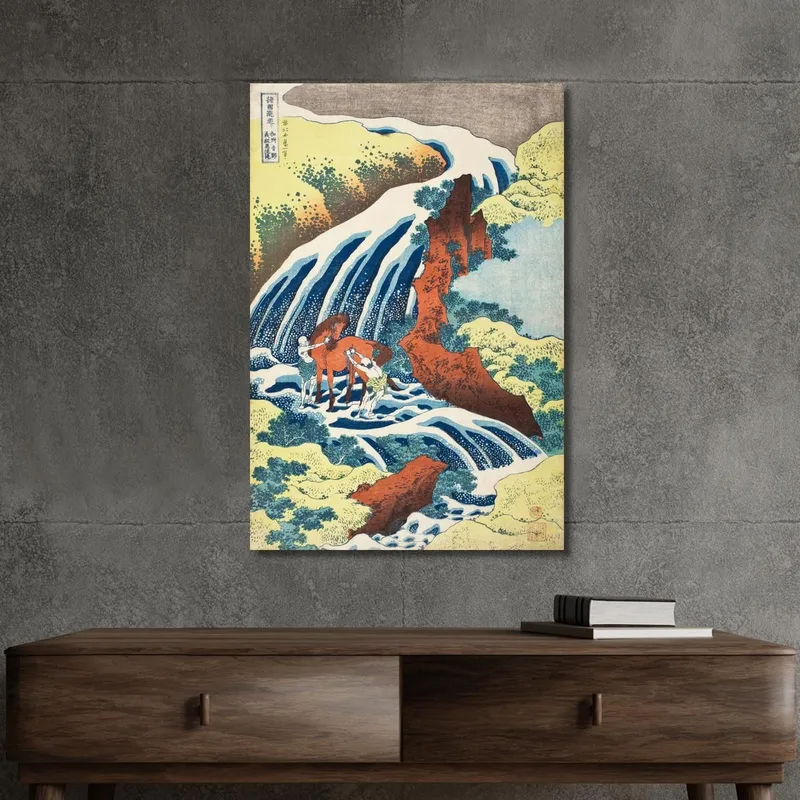 The Yoshitsune Horse-Washing Falls At Yoshino Izumi Province katsushika hokusai