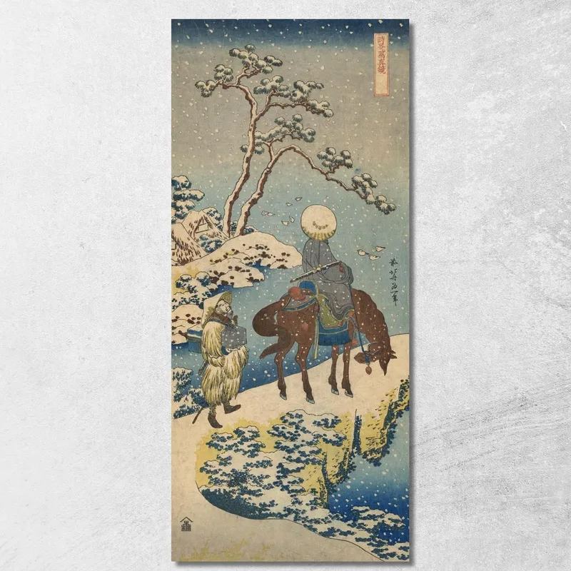 Due Viaggiatori Uno A Cavallo Su Un Precipizio katsushika hokusai quadro stampa su tela