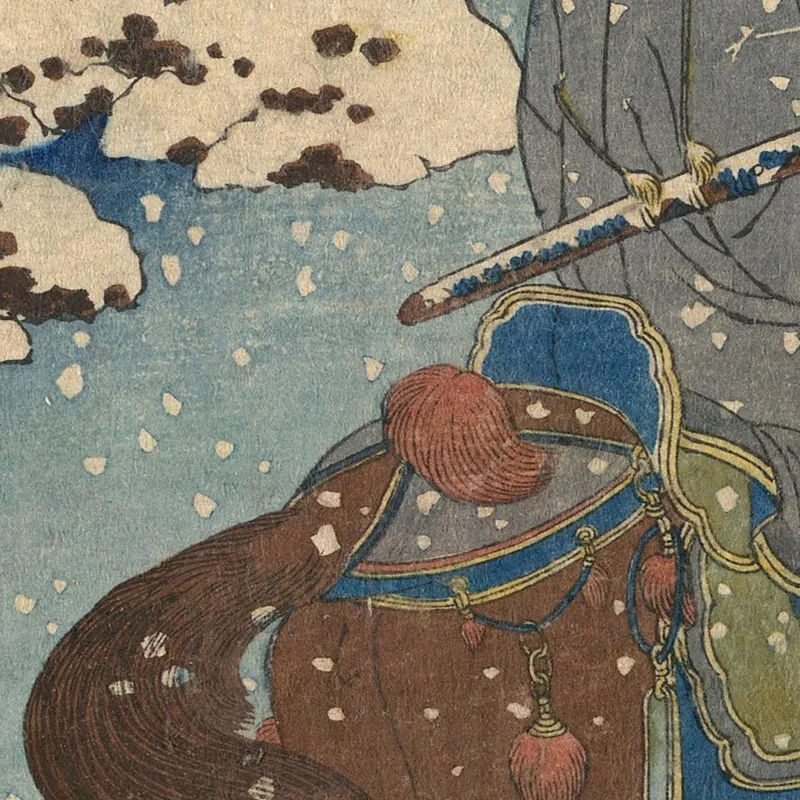 Dos Viajeros Uno A Caballo Sobre Un Precipicio katsushika hokusai