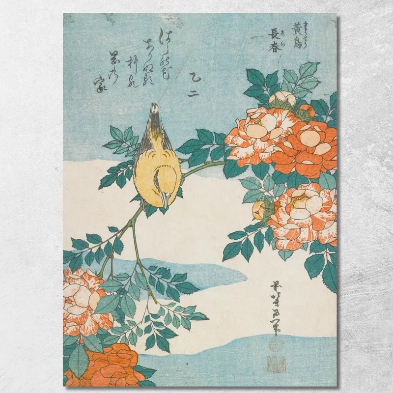 Parula E Rose katsushika hokusai quadro stampa su tela