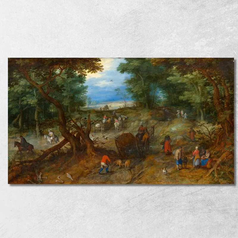 Una Strada Nel Bosco Con Viandanti Di Jan Brueghel Il Vecchio Pieter Bruegel quadro stampa su tela