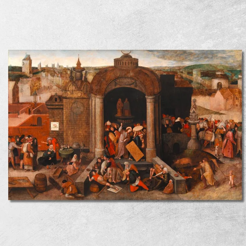 Cristo Espelle I Venditori Ambulanti Dal Tempio Pieter Bruegel quadro stampa su tela