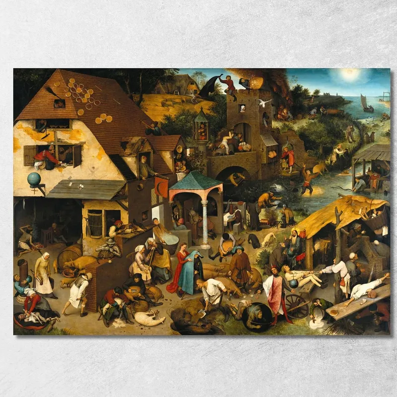 Proverbi Olandesi 1559 Pieter Bruegel quadro stampa su tela