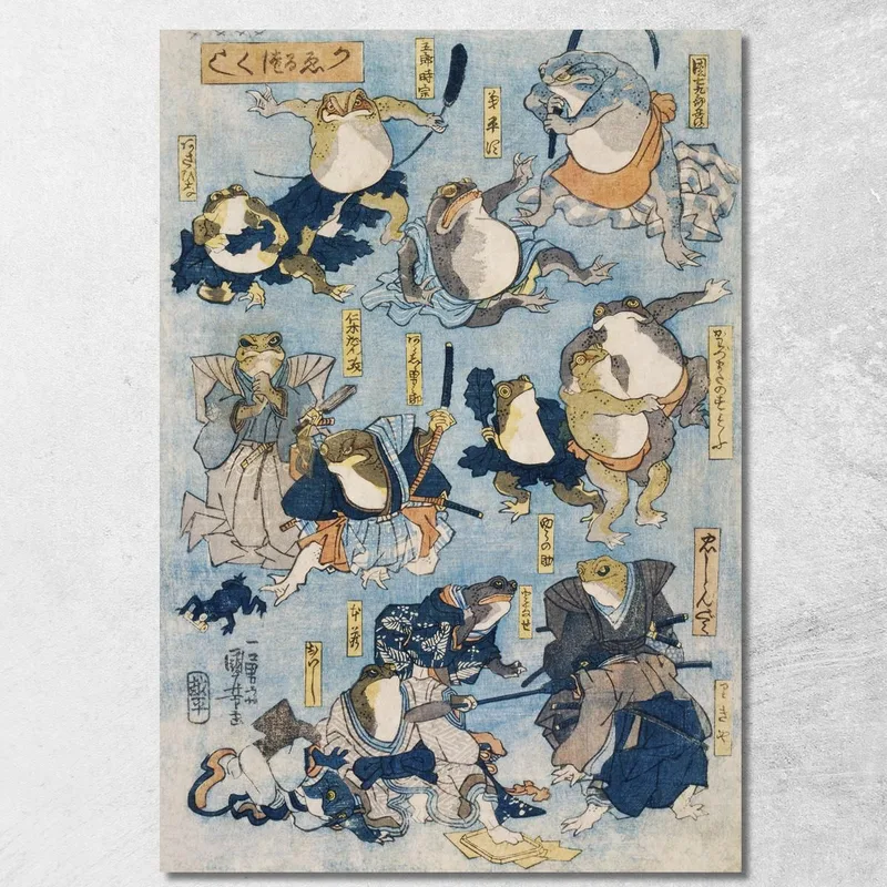 Les Héros Célèbres Du Théâtre Kabuki Ont Joué Utagawa Kuniyoshi tableau impression sur toile