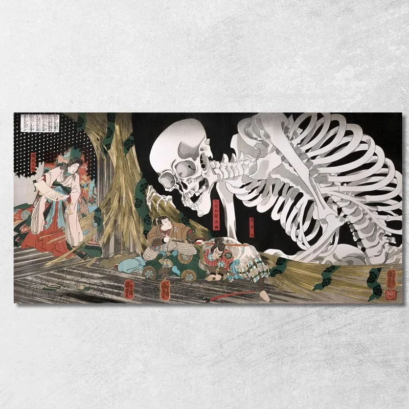 Mitsukuni Défie Le Spectre Du Squelette Utagawa Kuniyoshi tableau impression sur toile