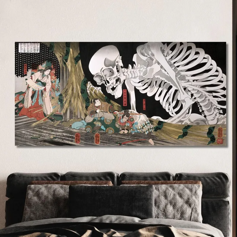 Mitsukuni Défie Le Spectre Du Squelette Utagawa Kuniyoshi