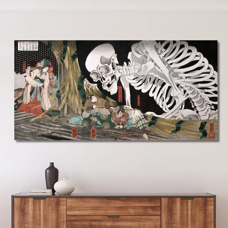Mitsukuni Défie Le Spectre Du Squelette Utagawa Kuniyoshi