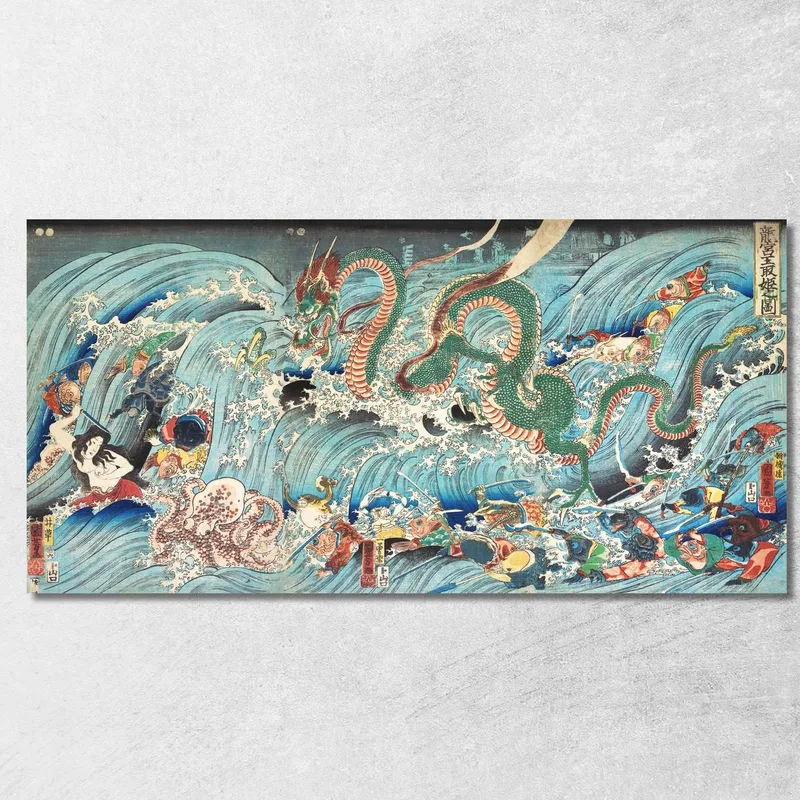 Die Wiederbeschaffung Des Gestohlenen Juwels Aus Dem Palast Des Drachenkönigs Utagawa Kuniyoshi drucken auf leinwand