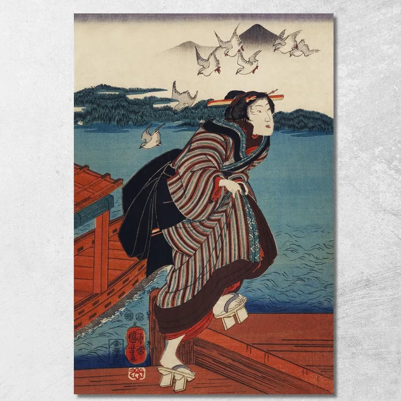 Sanbashi No Onna Utagawa Kuniyoshi drucken auf leinwand