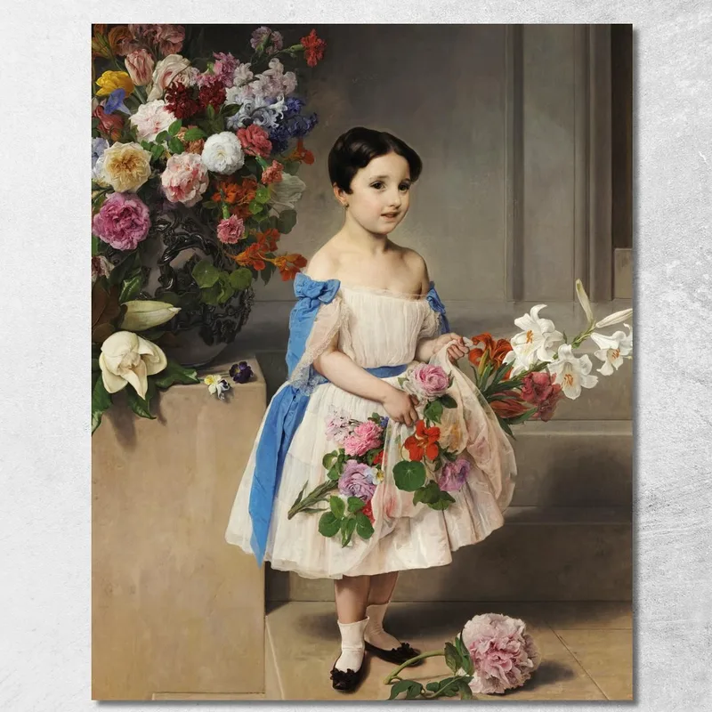 Retrato De La Condesa Antonietta Negroni Prati Morosini Cuando Era Niña Francesco Hayez cuadro en lienzo