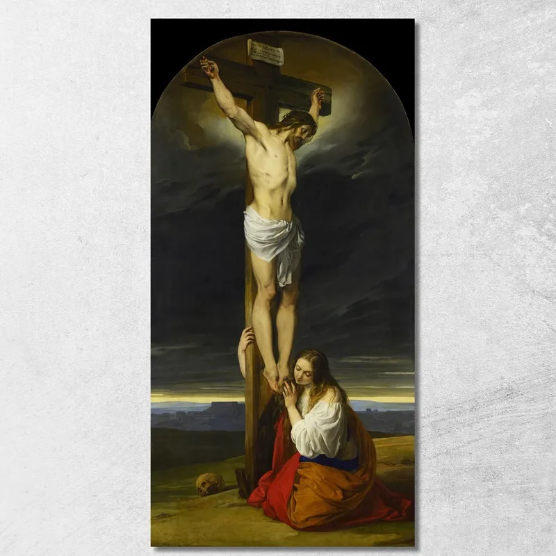 Crucifixión Con María Magdalena Arrodillada Y Llorando Francesco Hayez cuadro en lienzo