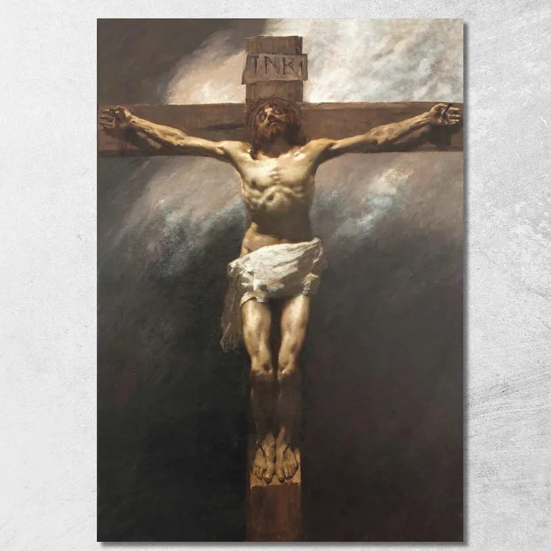 Cristo Crocifisso Gaetano Previati quadro stampa su tela