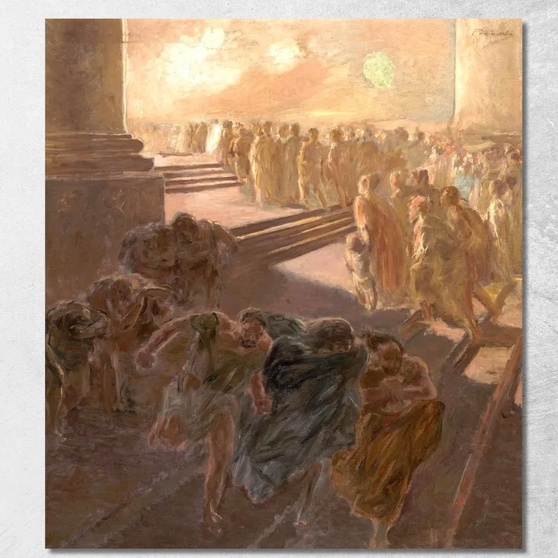 Cacciare I Mercanti Dal Tempio Gaetano Previati quadro stampa su tela