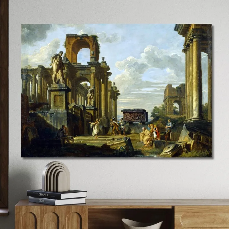 Architectural Capriccio Of The Roman Forum Giovanni Paolo Pannini