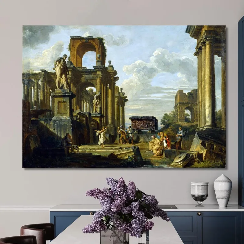 Architectural Capriccio Of The Roman Forum Giovanni Paolo Pannini