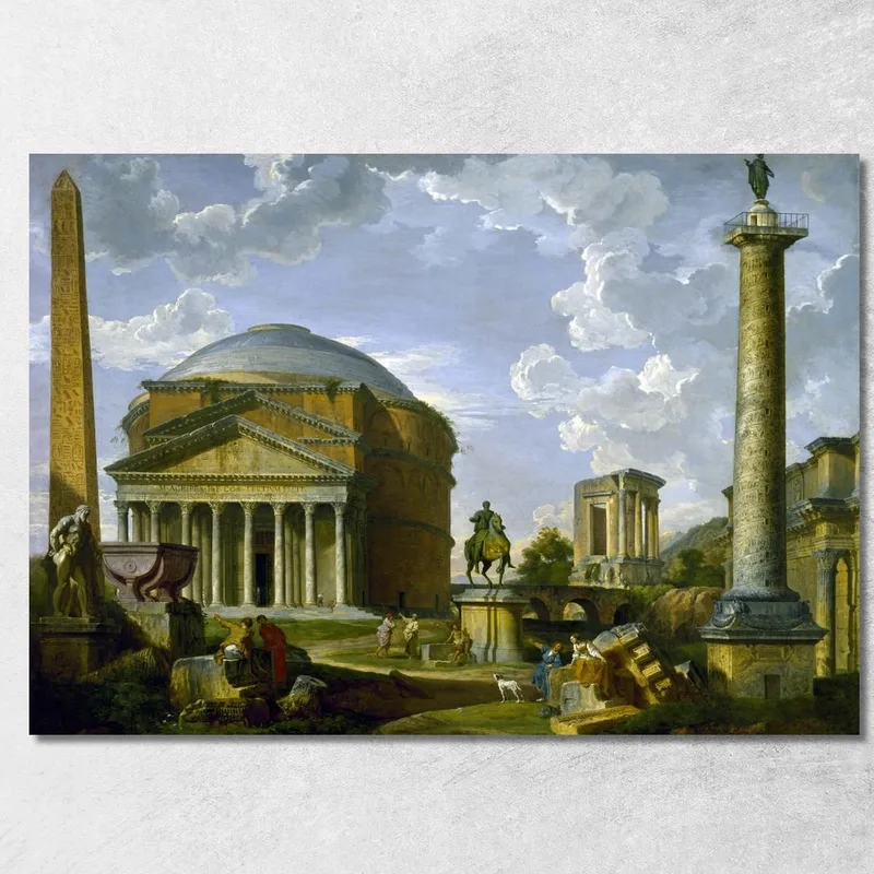 Vista Fantasy Con Il Pantheon E Altri Monumenti Dell'Antica Roma Giovanni Paolo Pannini quadro stampa su tela
