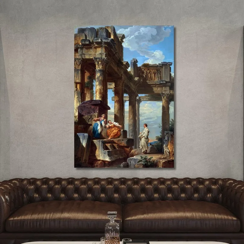 Personnages Parmi Les Ruines Avec Le Prophète Giovanni Paolo Pannini