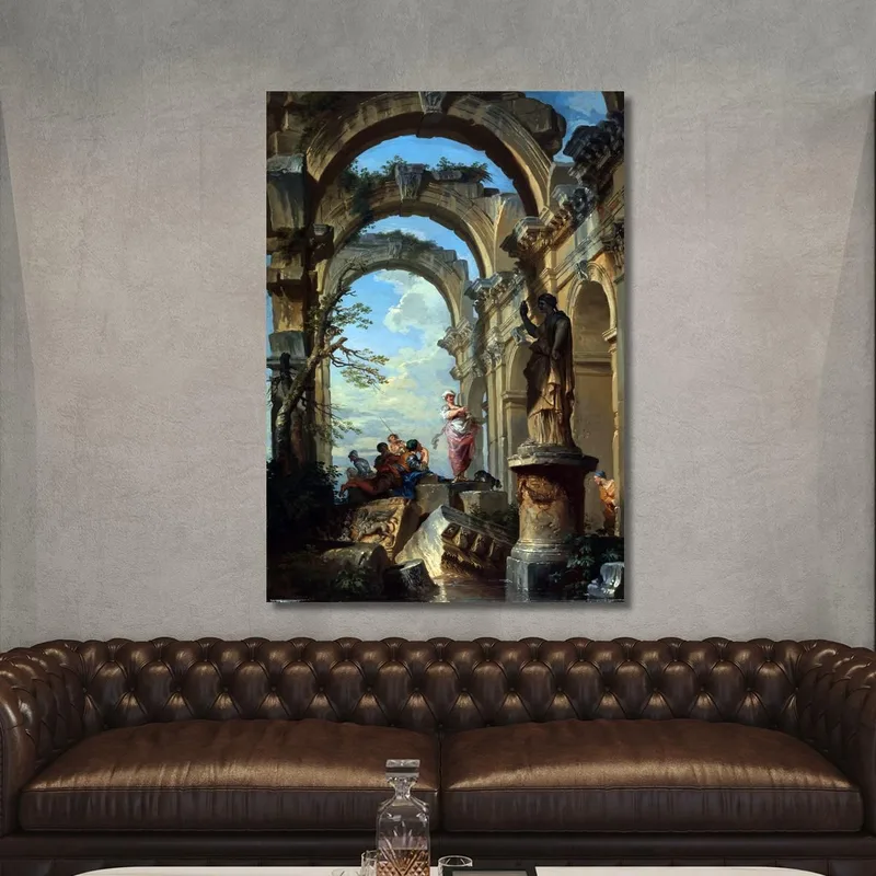 Personnages Parmi Les Ruines Avec Sybil Giovanni Paolo Pannini