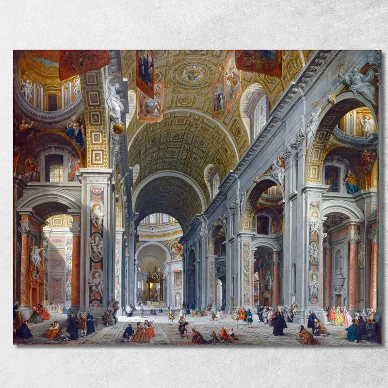 Interno Di San Pietro Roma Giovanni Paolo Pannini quadro stampa su tela