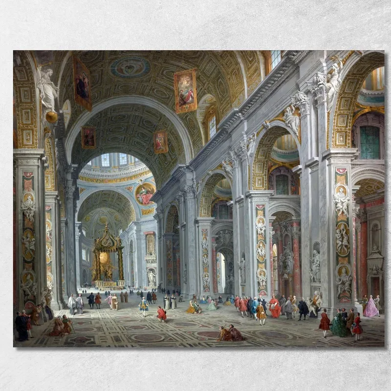Interno Di San Pietro 4 Roma Giovanni Paolo Pannini quadro stampa su tela