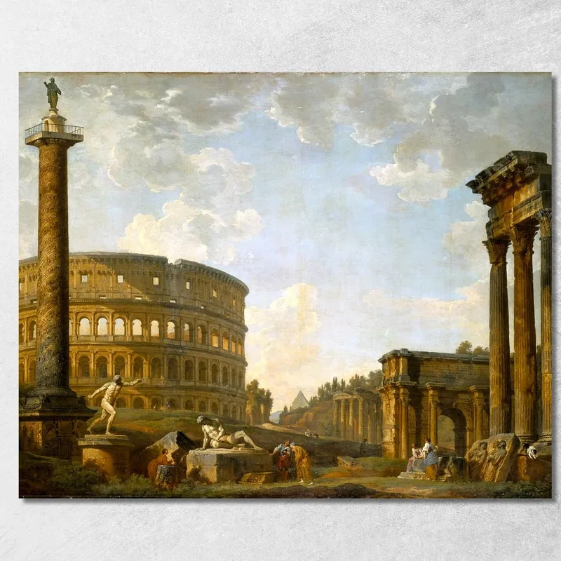 Capriccio Romano Il Colosseo E Altri Monumenti Giovanni Paolo Pannini quadro stampa su tela
