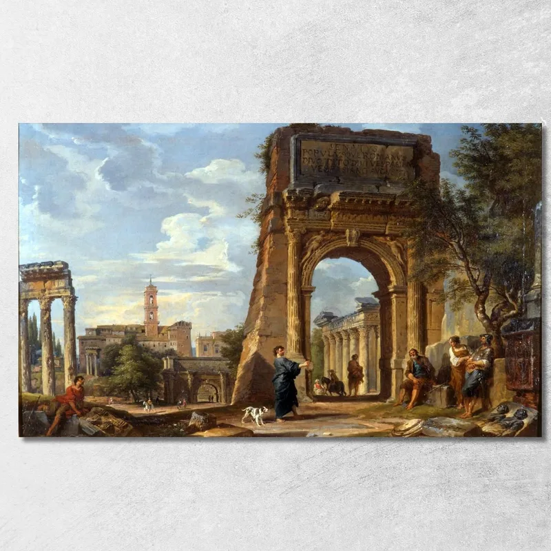 L'Arco Di Tito E Il Foro Romano Giovanni Paolo Pannini quadro stampa su tela
