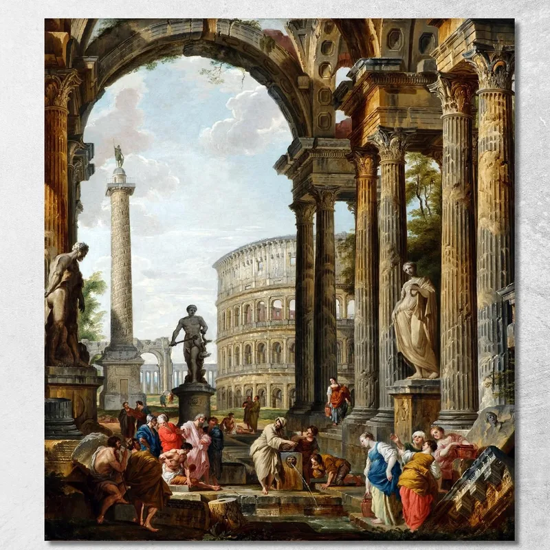 Il Filosofo Diogene Getta La Sua Ciotola Giovanni Paolo Pannini quadro stampa su tela